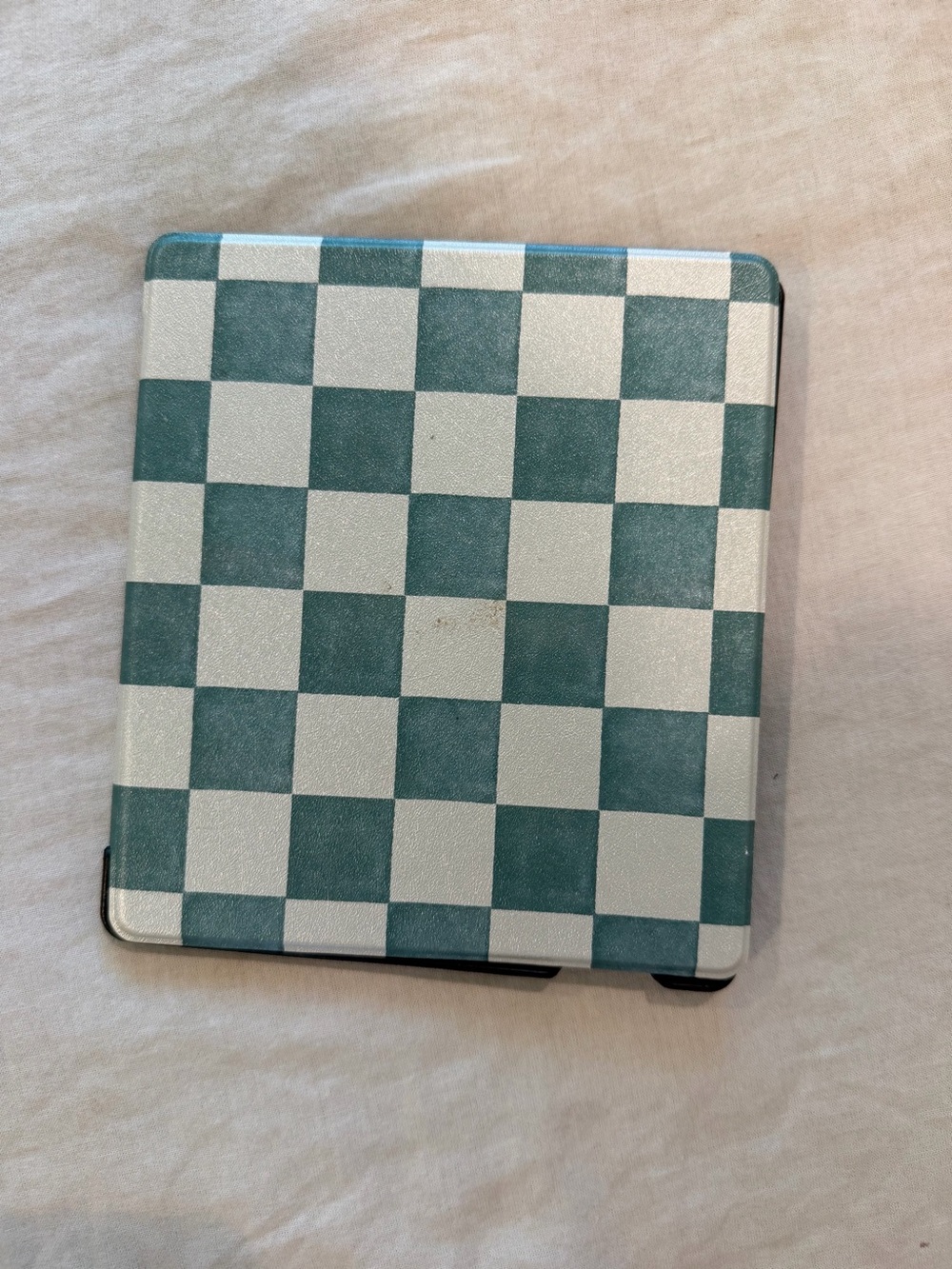 Tablet Case Cover in Teal Checkered Pattern - Unbranded